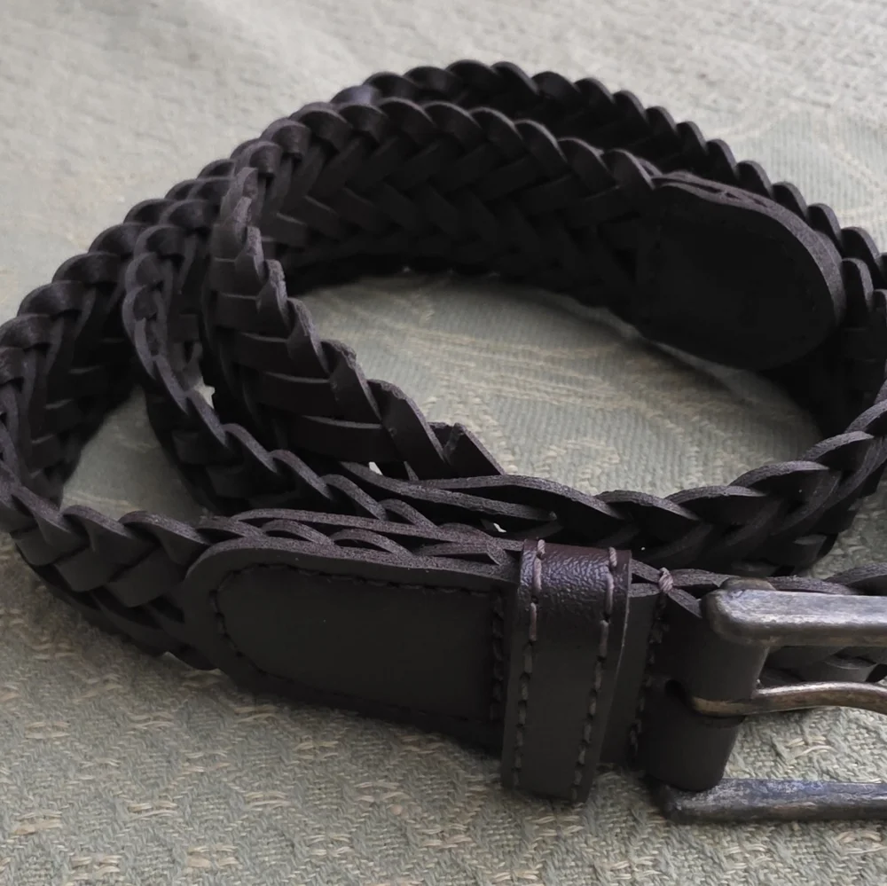 Black Braided Leather Belt